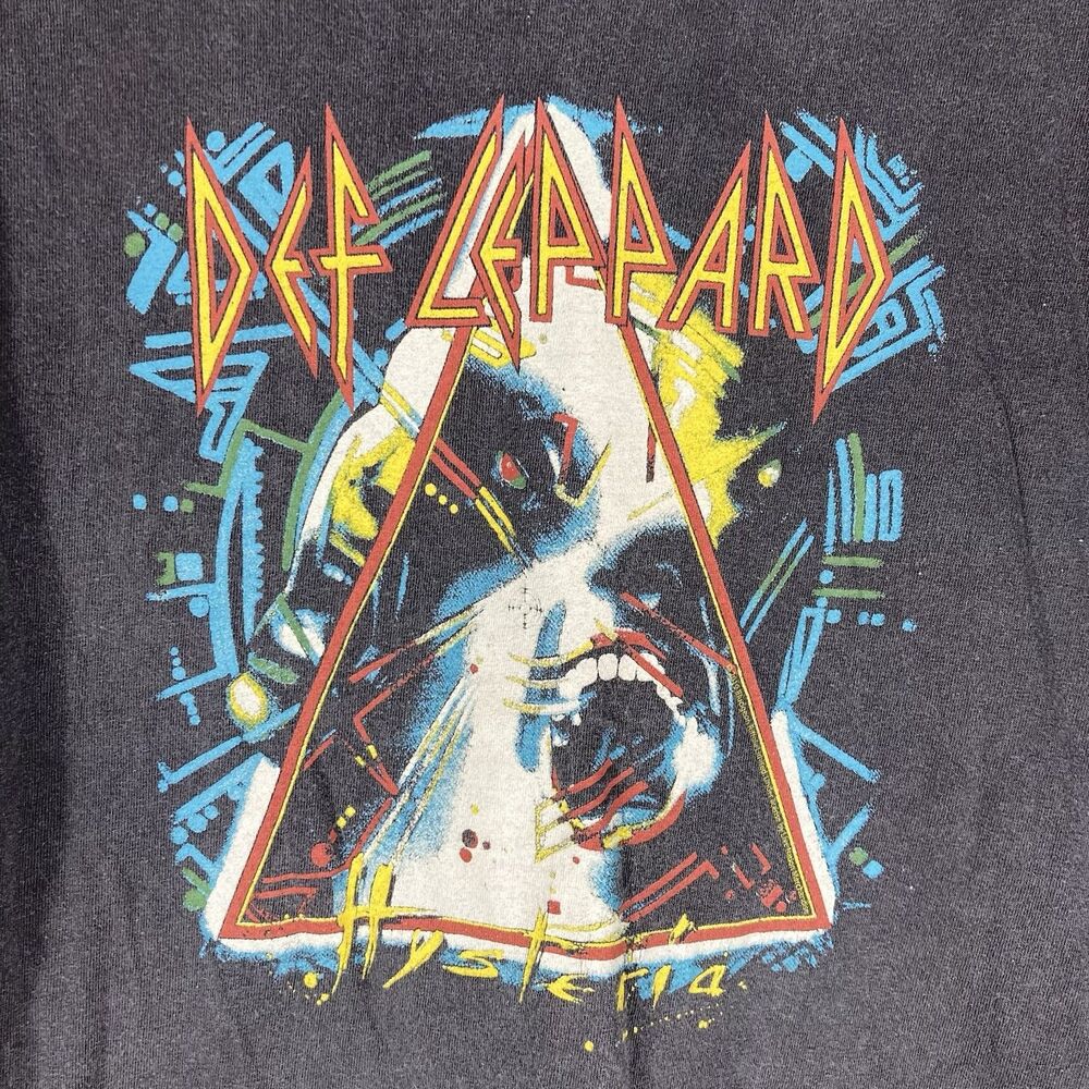 Def Leppard Hysteria Tour  T Shirt M/L 80s Rock Band Faded Grunge Street